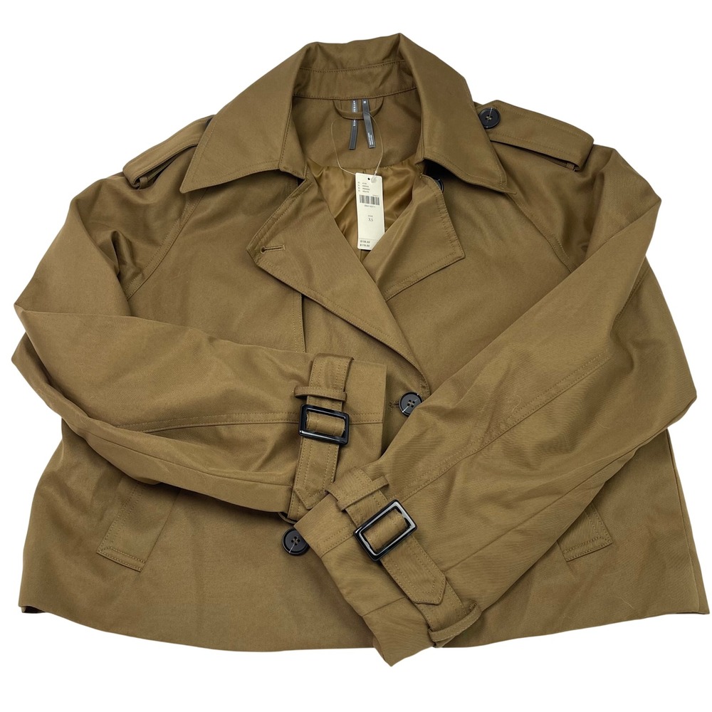 NWT Anthropologie Cropped Trench Coat XS Brown Tan Double Breasted Jacket $158 - Picture 6 of 13